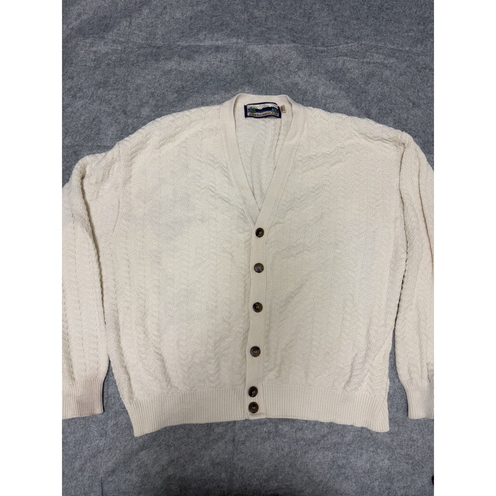 vtg shenandoah brand beige cream knit button up sweater cardigan, women's xxl